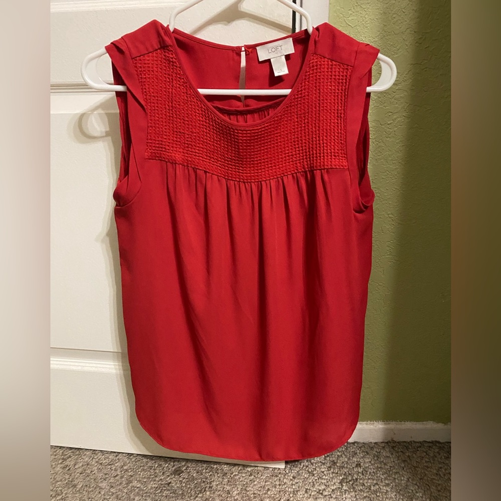 Ann Taylor Loft Red Blouse size small